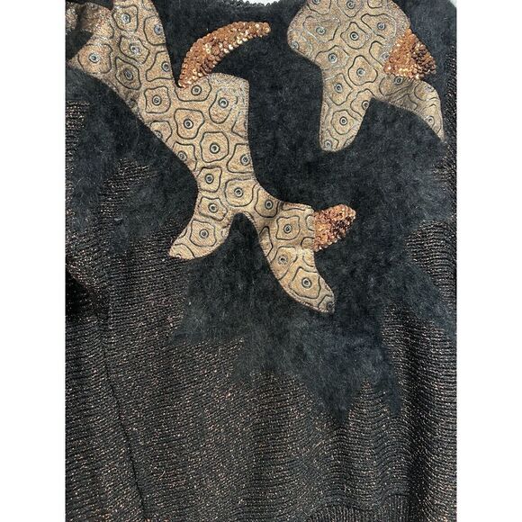 Cache‎ Sweater Womens Small Vintage Black Pullover rose Gold Lambswool Angora - Picture 3 of 5